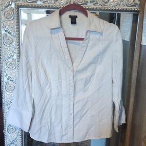 Ann Taylor White Button-Down Shirt